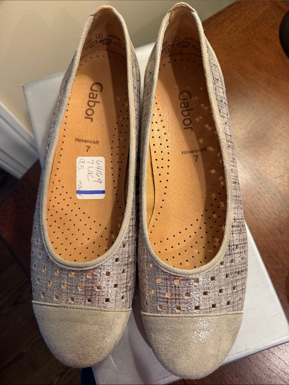 Gabor Taupe Perforated Ballet Flats